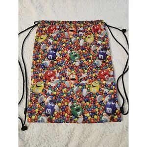 M & M's Candy Mix of Characters  Drawstring Backpack Bag 17" X 13"